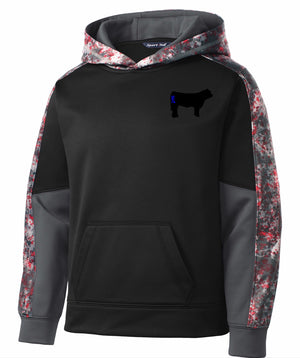 Youth Branded Cow Sport-Wick Colorblock Hoodie