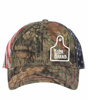 Cow Tag Outdoor Cap with Flag Mesh