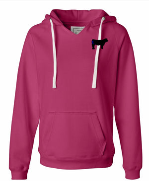 Ladies Branded Cow  JAmerica V Neck Hoodie